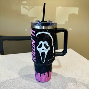 Ghost Face Killin' It Rhinestone Travel Tumbler 40oz Spencer’s Pink Black Spooky